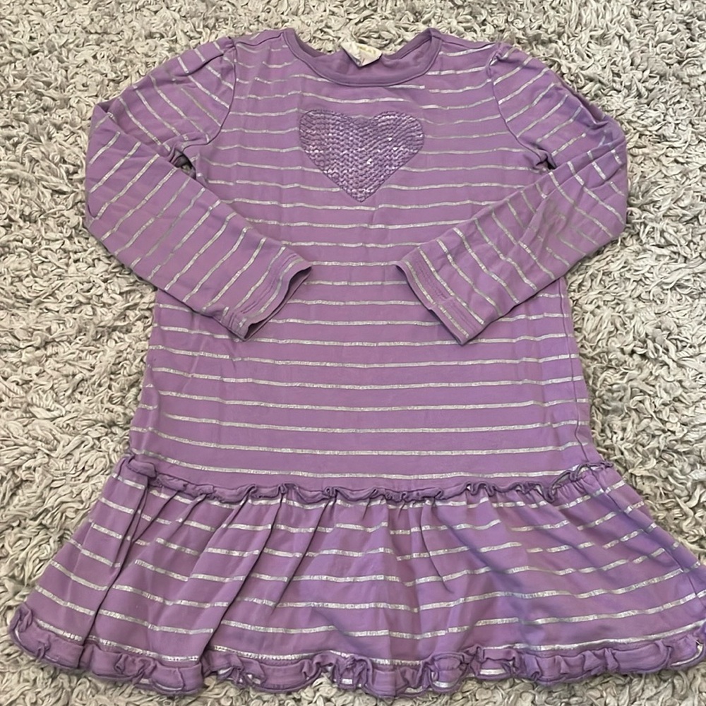 2012 Crazy 8 “I Heart Winter” Sequin Heart Stripe Dress, Size S (5-6)
